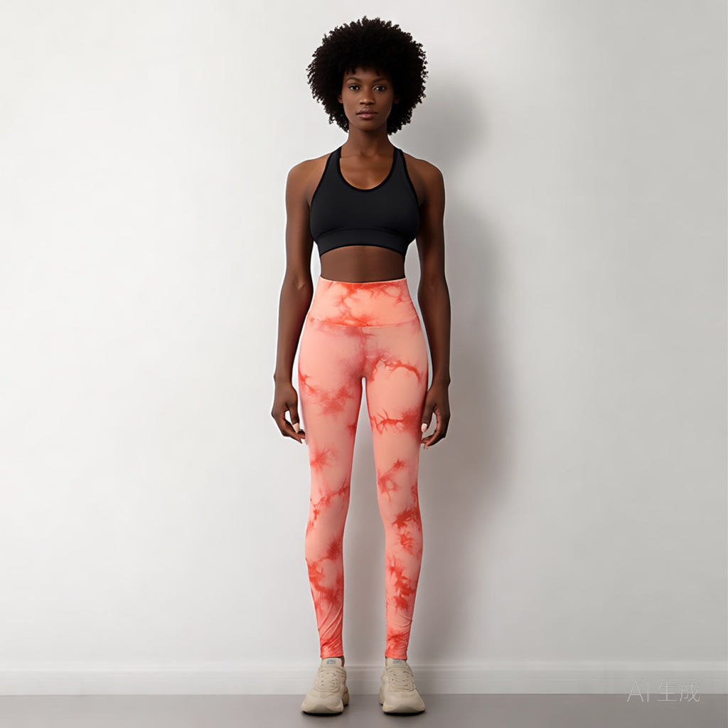 Pink | Seamless Tie-Dye Yoga Leggings for Women – front view