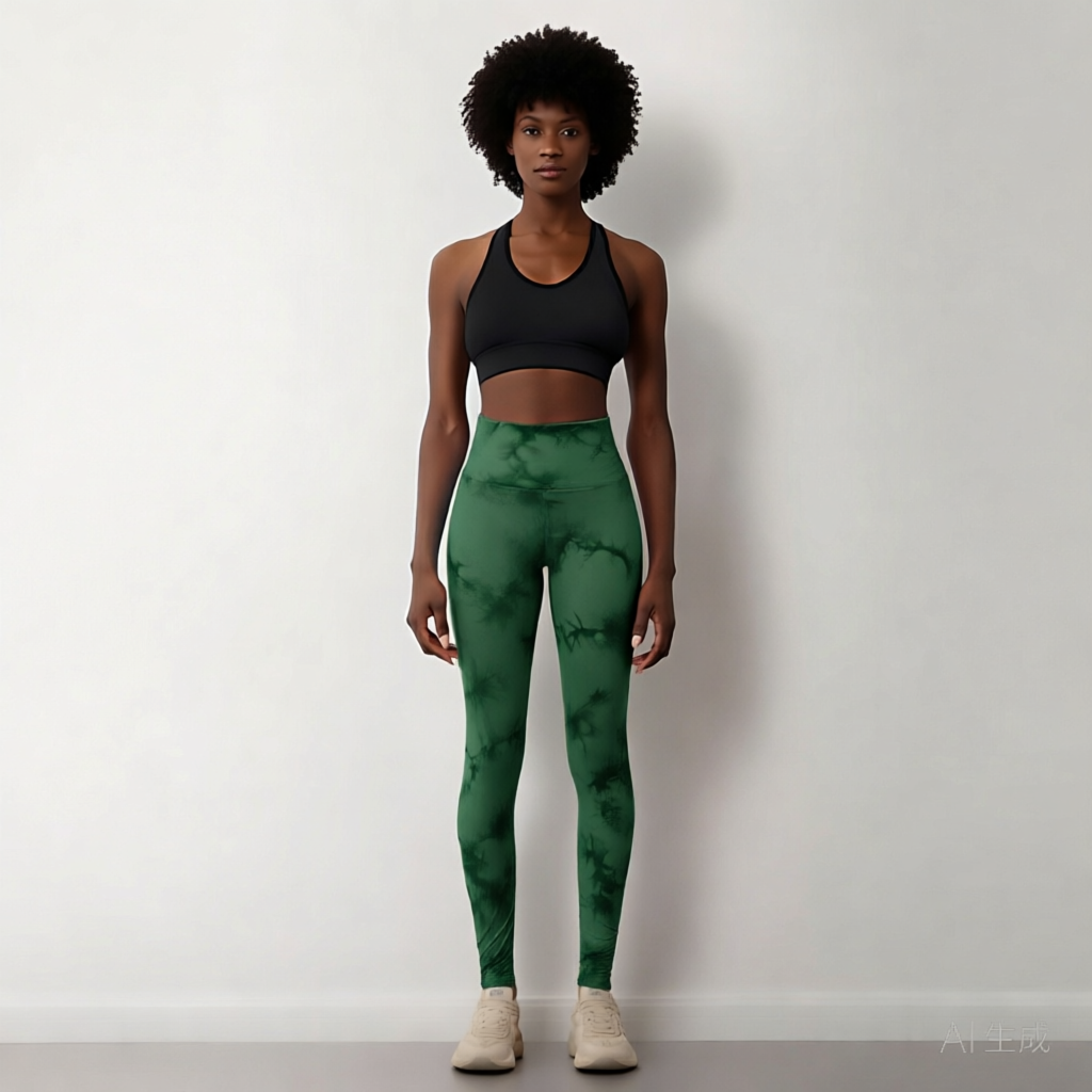 Dark Green | Seamless Tie-Dye Yoga Leggings for Women – front view