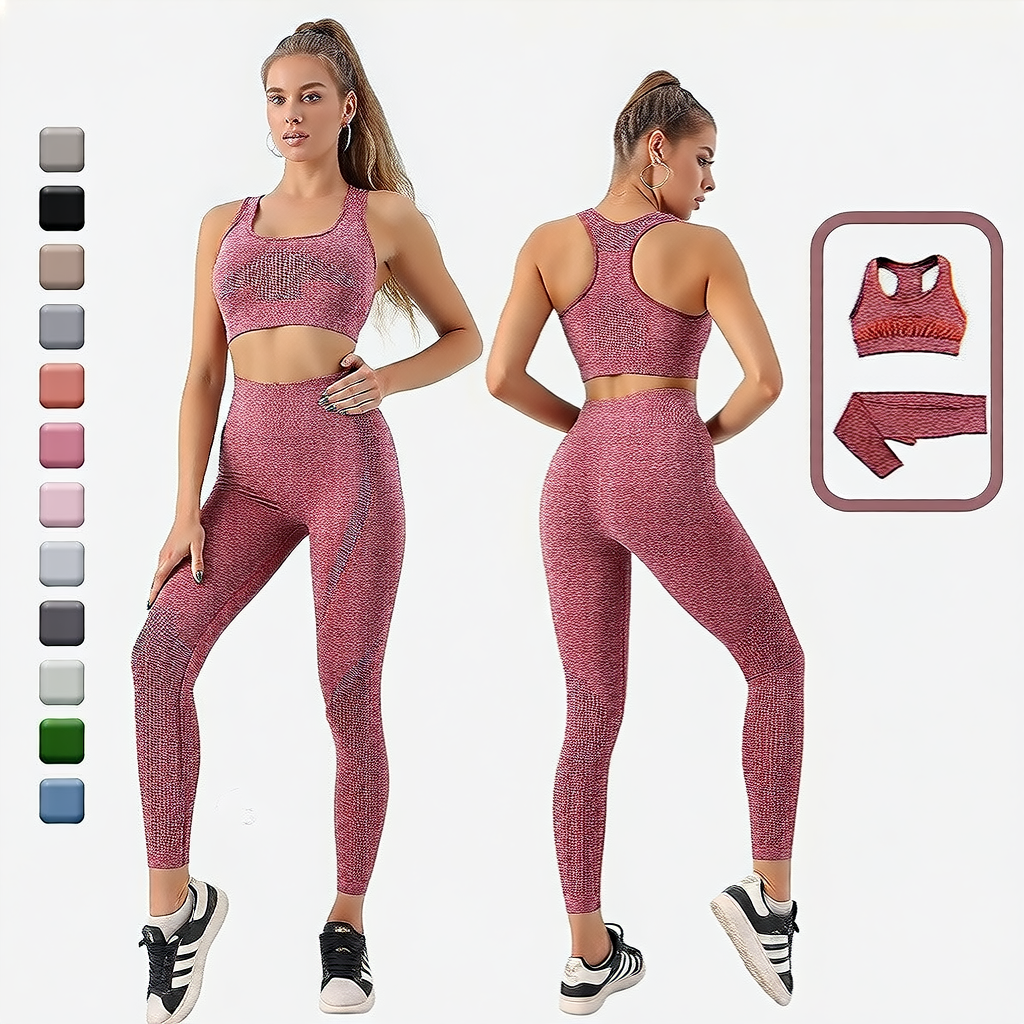 Black | 2-Piece Seamless High-Waist Yoga Set for Women – front view