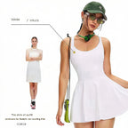 White | Sleeveless One-Piece Tennis Dress for Women – front view