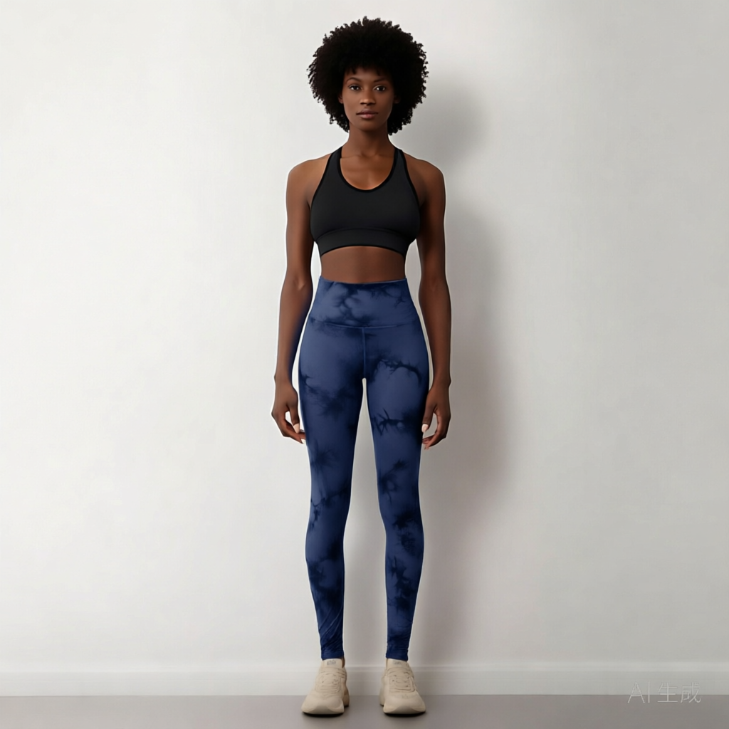 Navy Blue | Seamless Tie-Dye Yoga Leggings for Women – front view