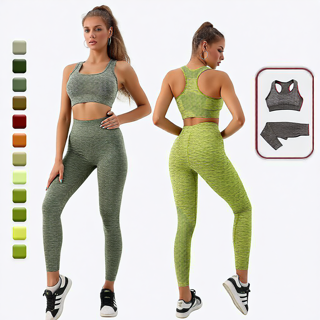 Fruit Green | 2-Piece Seamless High-Waist Yoga Set for Women – front view