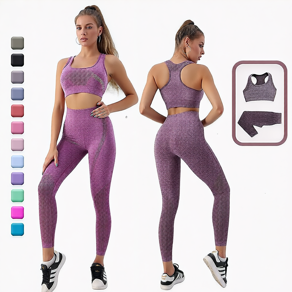 Purple | 2-Piece Seamless High-Waist Yoga Set for Women – front view