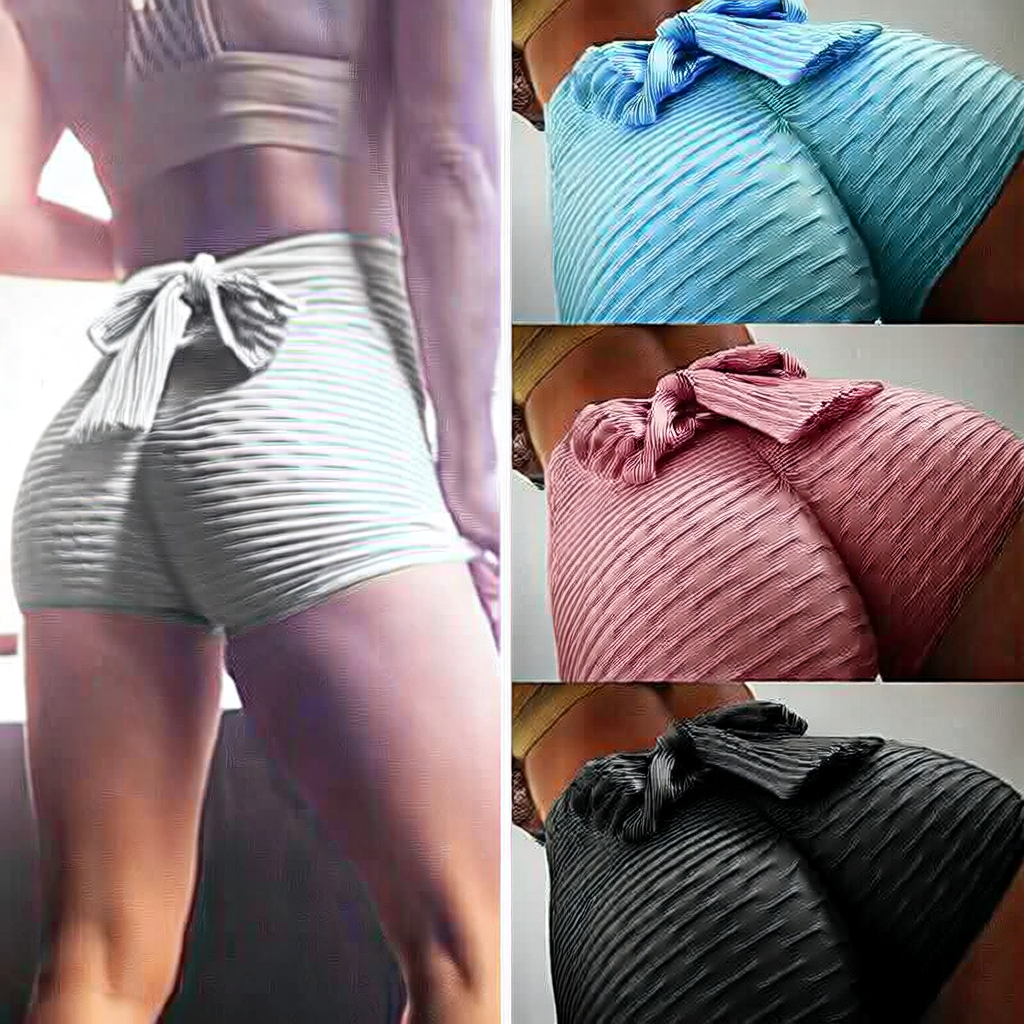 Blue | Ribbed High-Waist Jogger Shorts for Women – front view