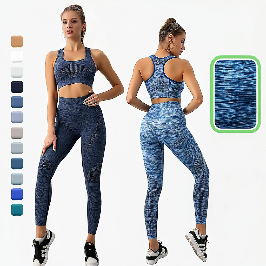 Blue | 2-Piece Seamless High-Waist Yoga Set for Women – front view