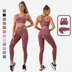 Maroon | 2-Piece Seamless High-Waist Yoga Set for Women – front view