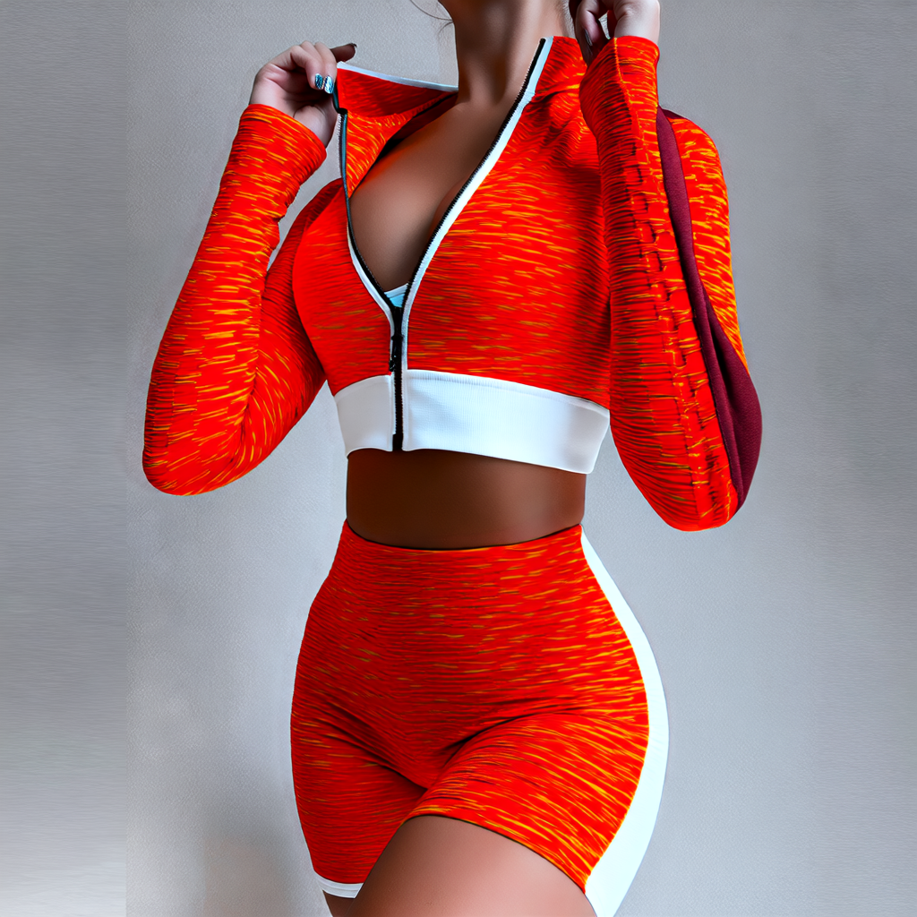 White | 2-Piece Zip Yoga Set for Women – front view