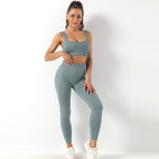 Beige | 2-Piece Seamless Bra & Leggings Set for Women – front view