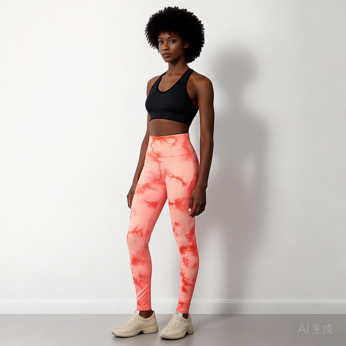 Pink | Seamless Tie-Dye Yoga Leggings for Women – three-quarter view