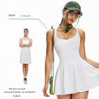 White | Sleeveless One-Piece Tennis Dress for Women – three-quarter view