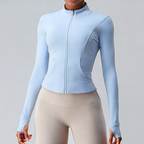 Light Khaki | Quick-Dry Zip Sports Jacket for Women – three-quarter view