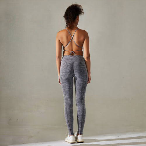 Grey | 2-Piece Seamless Sports-Back Yoga Set for Women – three-quarter view