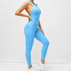Blue | Sleeveless Zip-Front Yoga Jumpsuit for Women – side view