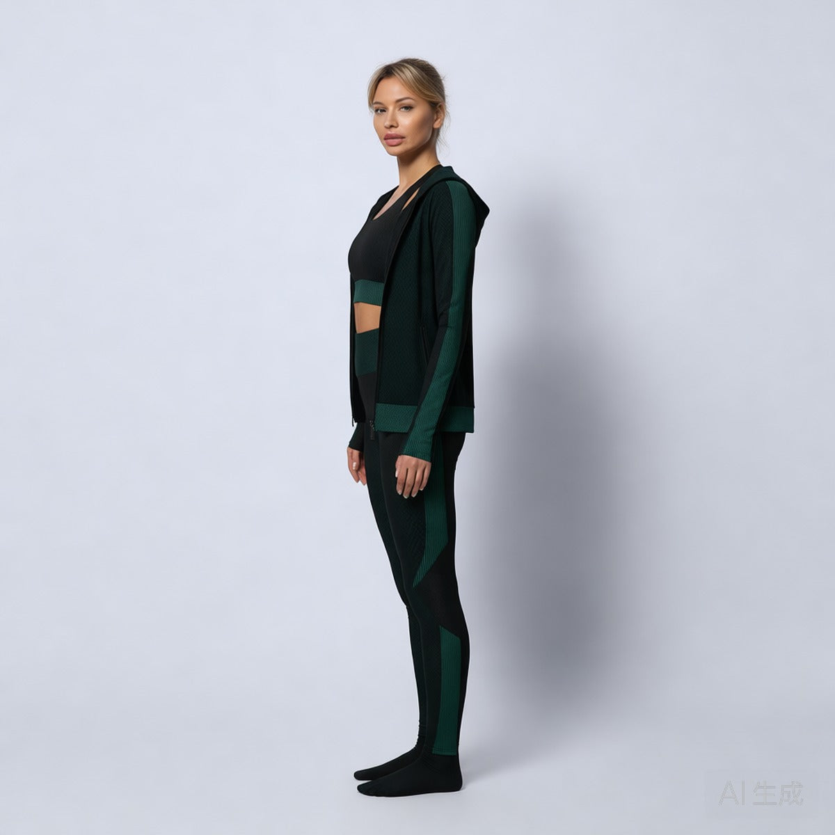 Black | 3-Piece Seamless Yoga Set for Women – side view