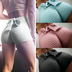 White | Ribbed High-Waist Jogger Shorts for Women – side view