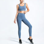 Blue | 2-Piece Quick-Dry Bra & Leggings Set for Women – side view