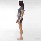 Grey | Seamless Short-Sleeve Yoga Set for Women – side view