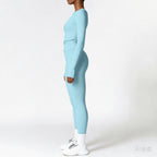 Light Blue | 2-Piece Long-Sleeve Brushed Yoga Set for Women – side view