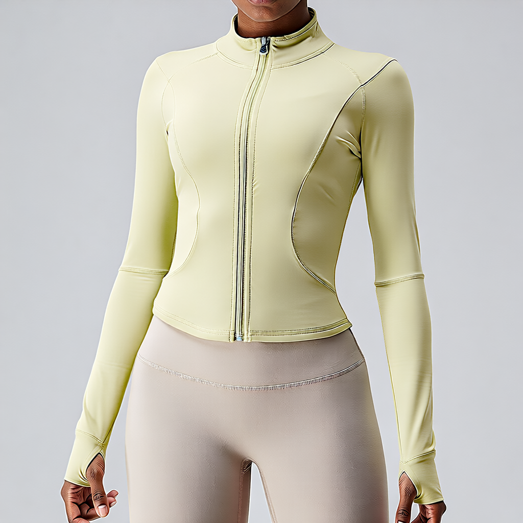 Light Khaki | Quick-Dry Zip Sports Jacket for Women – side view