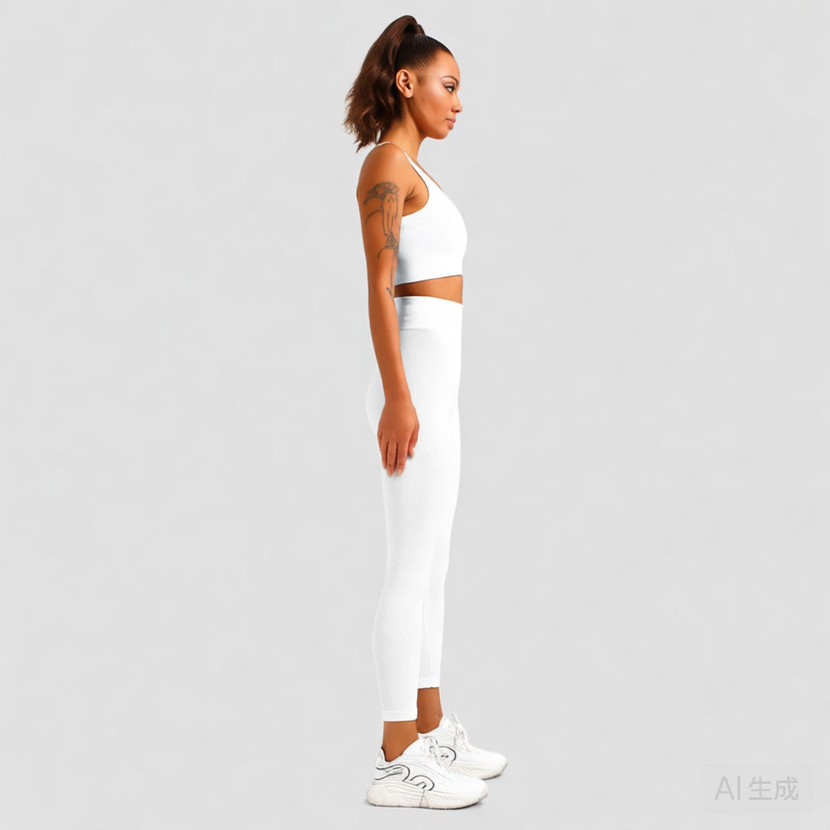 Beige | 2-Piece Seamless Bra & Leggings Set for Women – side view