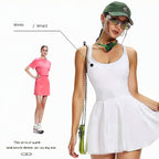 White | Sleeveless One-Piece Tennis Dress for Women – side view