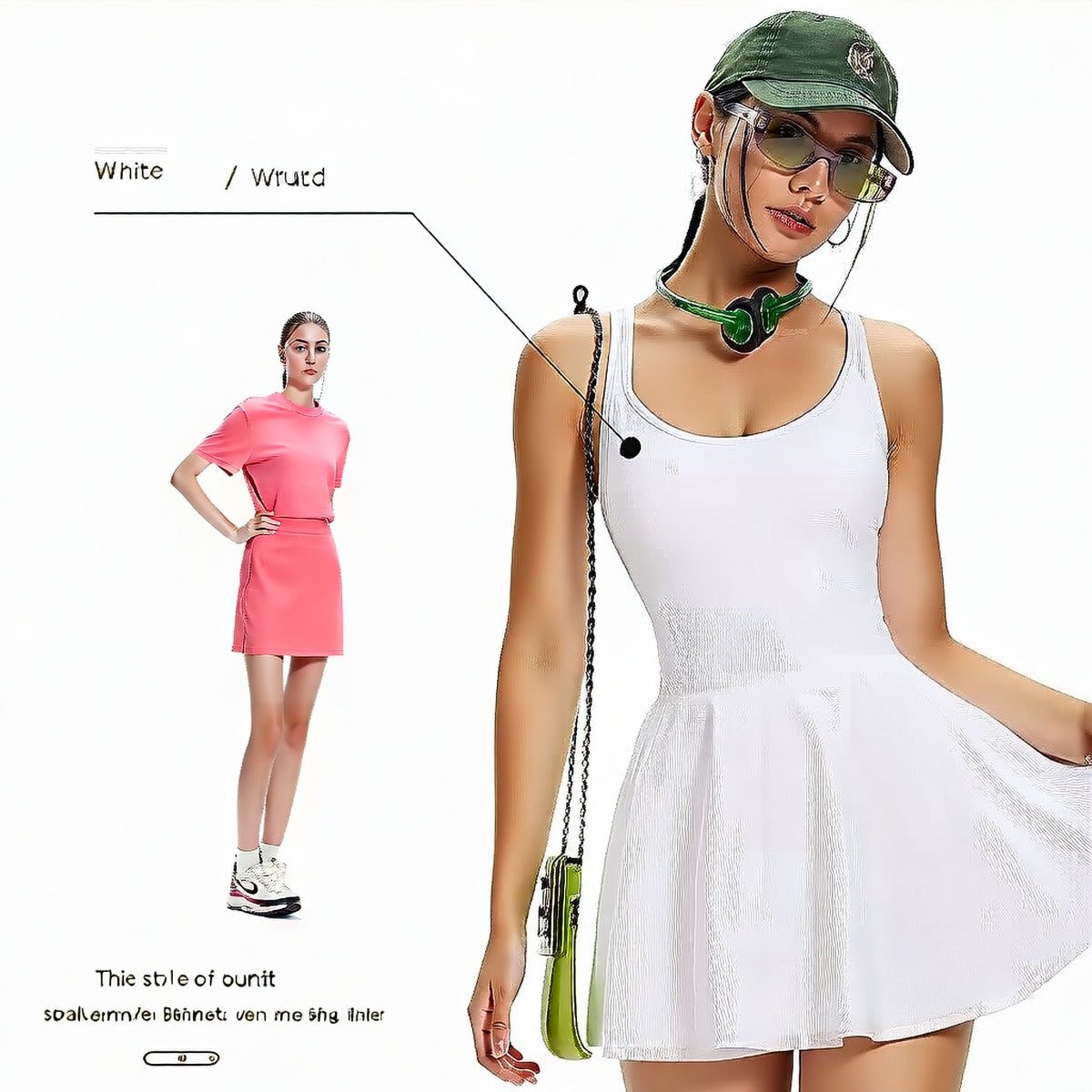 White | Sleeveless One-Piece Tennis Dress for Women – side view