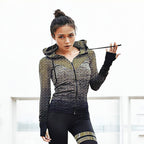 Grey | Zip-Up Hooded Long-Sleeve Yoga Top for Women – side view