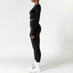 Black | 2-Piece Long-Sleeve Brushed Yoga Set for Women – side view