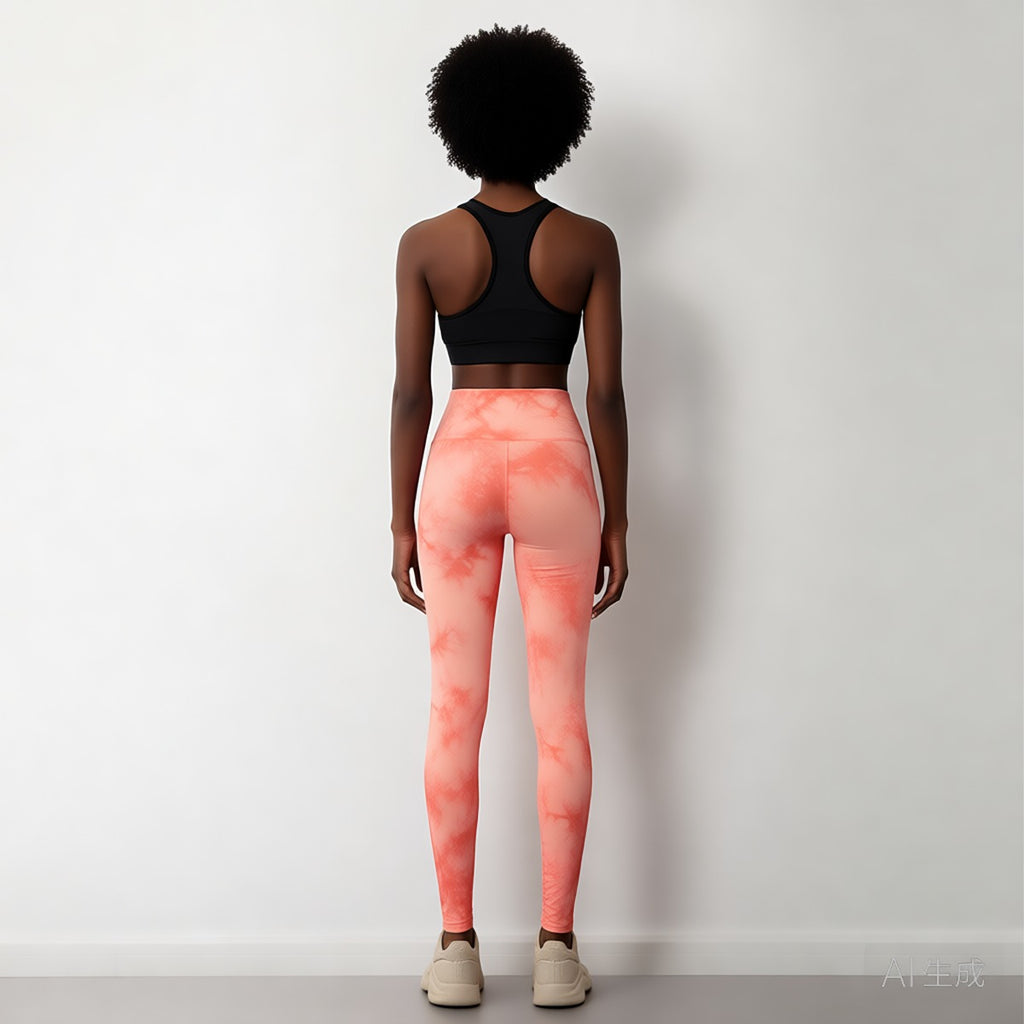 Pink | Seamless Tie-Dye Yoga Leggings for Women – back view
