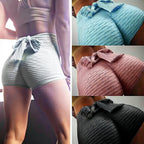 White | Ribbed High-Waist Jogger Shorts for Women – back view