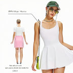 White | Sleeveless One-Piece Tennis Dress for Women – back view