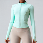 Light Khaki | Quick-Dry Zip Sports Jacket for Women – back view