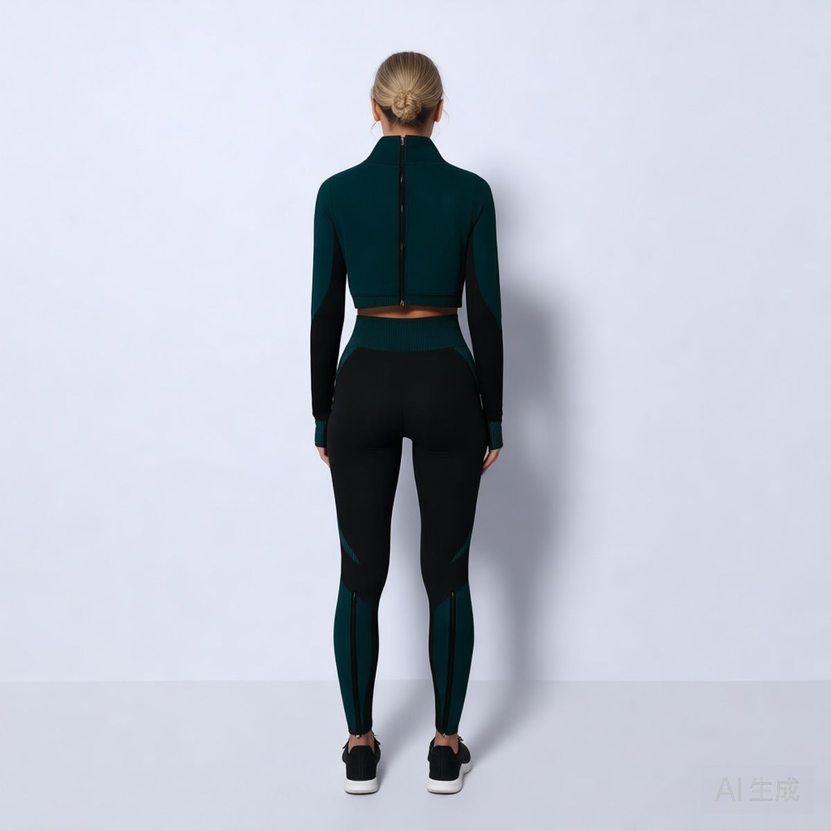 Black | 3-Piece Seamless Yoga Set for Women – back view