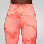 Pink | Seamless Tie-Dye Yoga Leggings for Women – detail close-up