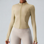 Light Khaki | Quick-Dry Zip Sports Jacket for Women – detail close-up