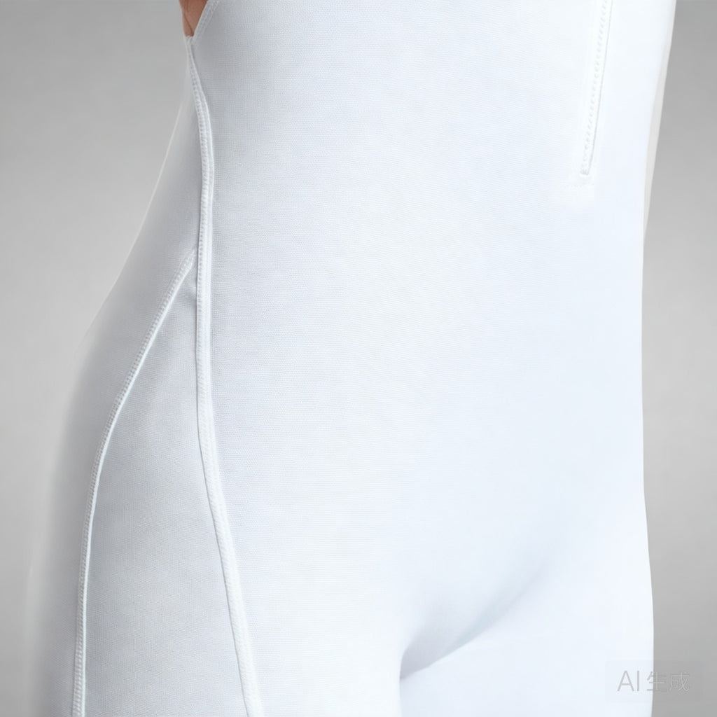 White | Sleeveless Zip-Front Yoga Romper for Women – detail close-up
