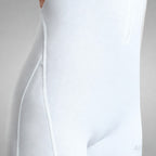 White | Sleeveless Zip-Front Yoga Romper for Women – detail close-up