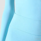 Light Blue | 2-Piece Long-Sleeve Brushed Yoga Set for Women – detail close-up