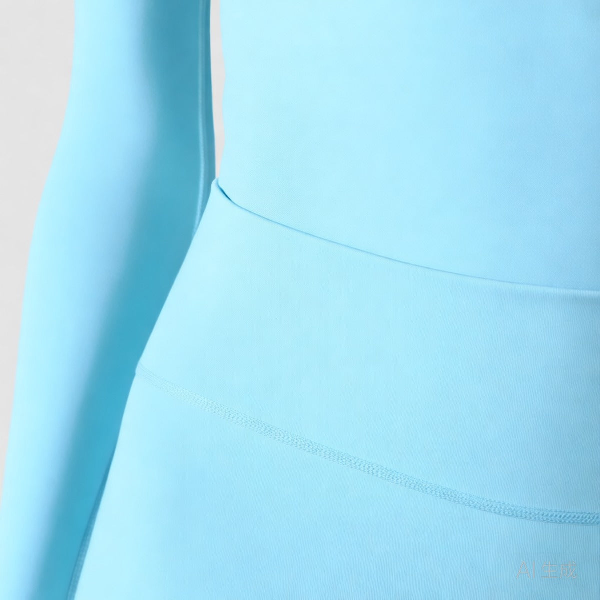 Light Blue | 2-Piece Long-Sleeve Brushed Yoga Set for Women – detail close-up