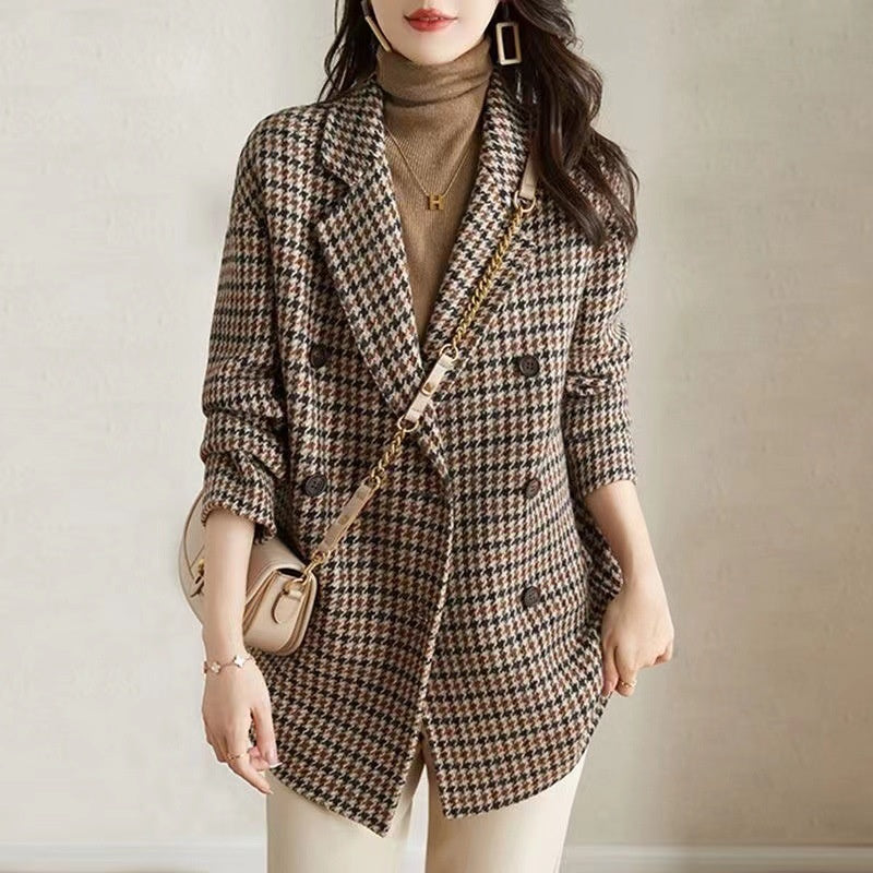 Houndstooth Wool Coat