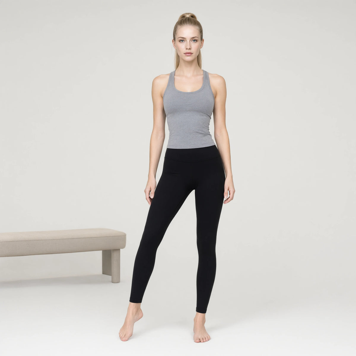 Silver Coated | Sauna Vest Sweat Waist Trainer Suit Workout Tank｜DUVETMOON – front view (one foot stepped half a pace forward)